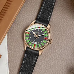 DOUBLERUN Men Dial & Leather Straps Analogue Multi Function Watch H05N12011-7