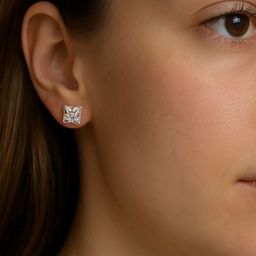 The Jewellery Tale Stainless Steel Silver Plated Crystal Studded Square Studs-image-41