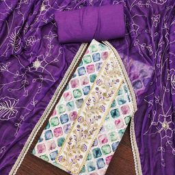 KIMISHA Women Geometric Printed Beads and Stones Unstitched Dress Material-image-29