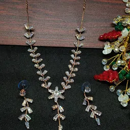 Soniya Crafts Rose Gold-Plated Stone Studded Jewellery Set-image-43