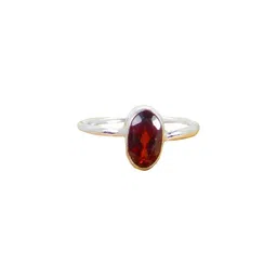 GenZcomplex Silver-Plated Brass Garnet Finger Ring-92