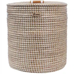 Pano Khaki Vintage Natural Weicker Laundry Bakset With Lid-16