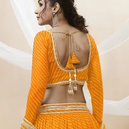 DIVASTRI Leheriya Printed Semi-Stitched Lehenga & Unstitched Choli With Dupatta image 5