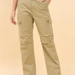 STUDIO NEXX Women Relaxed Straight Leg Loose Fit Mid-Rise Cargos Trousers-picture-57
