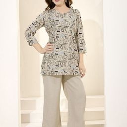 NIGHT FLOSS Printed 100% Cotton Tunic With Trouser Co-Ords-88