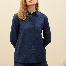 SASSAFRAS Embroidered Shirt Collar Neck Shirt With Shorts Co-Ords-image-49