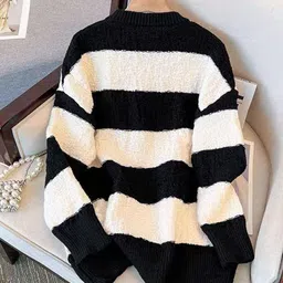 Alamode By Akanksha Black Jacob Striped Sweaters-picture-10