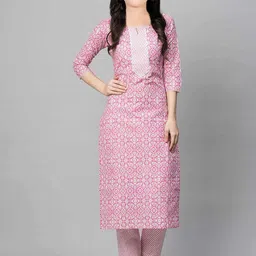 Vetrokart Girls Ethnic Motifs Printed Regular Pure Silk Kurta with Trousers-picture-23