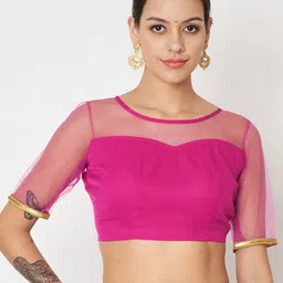 studio rasa Solid Short Sleeve Saree Blouse-picture-16