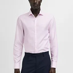 MANGO MAN Pure Cotton Slim Fit Pinstripes Formal Shirt-image-91