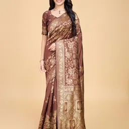 RICH & ROMAN Woven Design Zari Pure Silk Banarasi Saree-picture-58