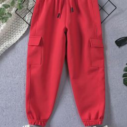 YK X Trampoline Kids Terry Cotton Mid-Rise Cargo Joggers-picture-43