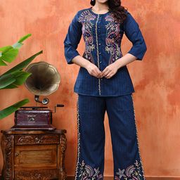 Cloth Bites Embroidered Pure Cotton Top With Trousers Co-Ords-image-22