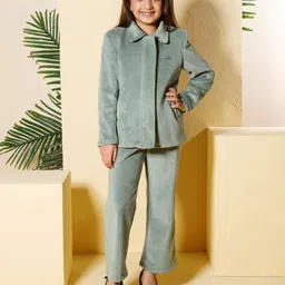 Peppermint Girls Autumn Winter Shirt Collar Coat With Trousers-image-72