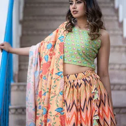 TASRIKA Printed Semi-Stitched Lehenga & Unstitched Blouse With Dupatta image 5