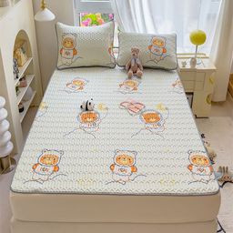 JC HOME White & Brown Graphic 160 TC Fitted Queen Bedsheet with 2 Pillow Covers-image-81