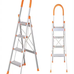 Vakkal Home Orange-Colored Rust Resistant Anti Skid Foldable Step Ladder-41