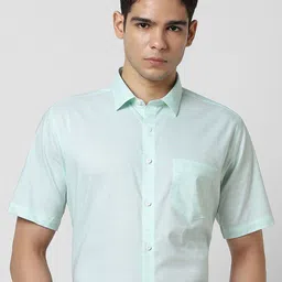 Van Heusen Checked Spread Collar Half Sleeves Opaque Regular Fit Formal Shirt-image-88