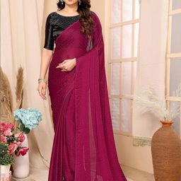 KALINI Embellished Mukaish Poly Chiffon Saree-image-26