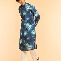 Diwas by Manyavar Tie & Dyed Mandarin Collar Straight Kurta-image-80