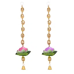 Akaar 2Pcs Green & Yellow Textured Floating Lotus Hanging Garlands-picture-34