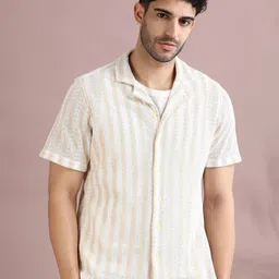 FILORI Men Comfort Opaque Striped Casual Shirt-image-93