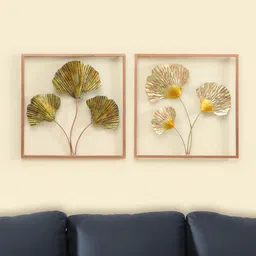 vedas Mystic Indiana Gold-Toned & Yellow 2 Pieces Textured Metal Vedas Nanda Wall Decor-image-26