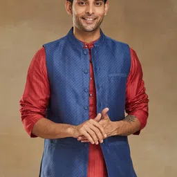Fabindia Men Printed Mandarin Collar Nehru Jacket-54
