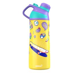 Rabitat Kids Yellow Stainless Steel Printed Double Wall Vacuum Water Bottle 550 ml-47