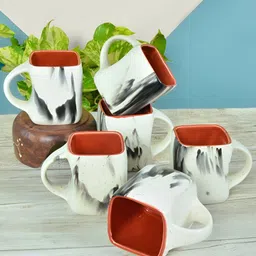 FABINALIV Red Solid Ceramic Matte Cups Set of Cups and Mugs-51