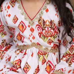 BAESD Girls Ethnic Motifs Printed Regular Sequinned A-Line Kurta with Sharara image 2