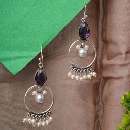 Bamboo Tree Jewels Crystals Studded And Beaded Circular Drop Earrings-image-94