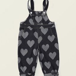 LULU & SKY Girls Printed Heart Motif Dungaree-29