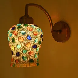 1ST TIME Multicoloured Printed Glass Cylinder Shaped Wall Lamp-picture-3
