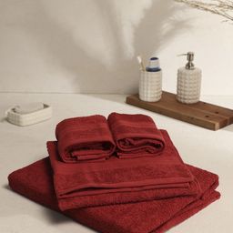 Monte Carlo Red 4 Pieces Pure Cotton 380 GSM Bath Towel-43
