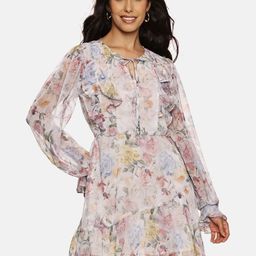 ISU Floral Printed Ruffles Detail Chiffon Fit & Flare Mini Dress-image-49