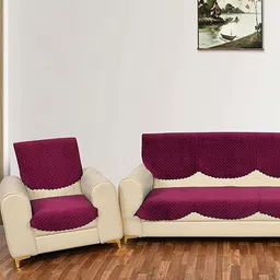 Fashion Throw Pink & Purple Solid Velvet Sofa Cover-22