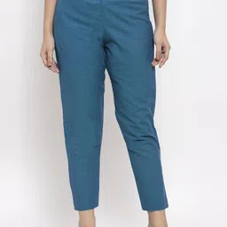 CORSICA Women Pure Cotton Tailored Fit Cigarette Trousers-image-69