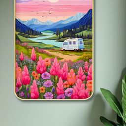 Myntra Elegant Homes Pink & Black Wooden Wall Art-image-0