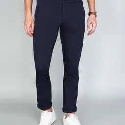 u.s. polo assn. Men Slim Fit Blue Cotton Blend Trousers-picture-10