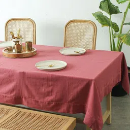 House This Maroon Floral Cotton 4-Seater Table Cover-13