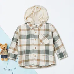 max Boys Checked Hooded Pure Cotton Casual Shirt-picture-2