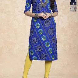 Anouk Rustic Women Pack of 3 Ethnic Motifs Printed Pure Crepe Straight Kurta-image-57