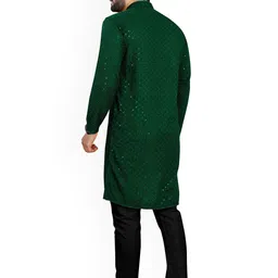 trustous Men Embroidered Regular Sequinned Kurta with Pyjamas image 4