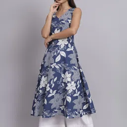 DHAKRE FASHION Floral Printed V-Neck A-Line Cotton Kurta-58
