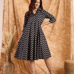 InWeave Women Polka Dot Print Fit & Flare Midi Dress-image-88