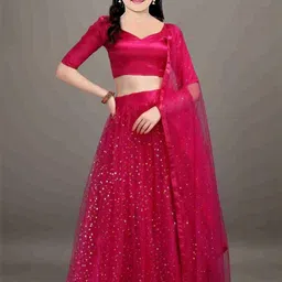 F Plus Fashion Girls Black Net Semi-Stitched Lehenga Choli-picture-32