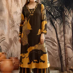 Sangria Women Ethnic Motifs Printed Kurta with Palazzo-picture-9