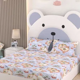 Pure Decor Kids Purple & Orange Printed Cotton 300 TC Queen Bedsheet Set- 2.28 m x 2.54 m-picture-16