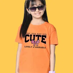 NUSYL Girls Typography Printed Round Neck Cotton T-shirt-image-81